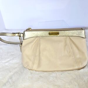 Coach Cream and Gold Women's Wristlet / Clutch